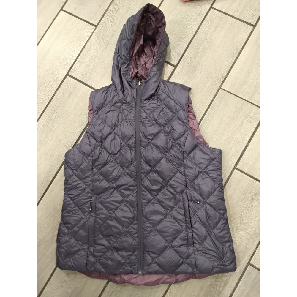 Gerry Women's Reversible Hooded Puffer Vest Gray Purple Lightweight Outdoor XL